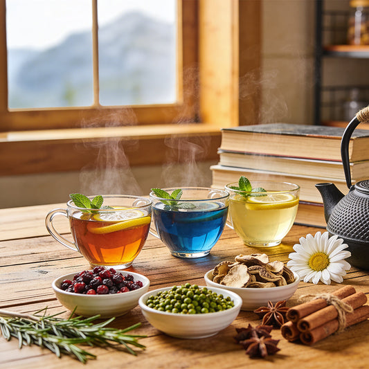 Herbal tea guide with black tea, green tea, and floral infusions
